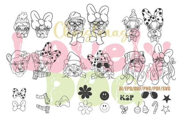 12 Christmas Lovely Dogs SVG Bundle: Graphics for Crafts & Content