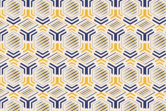Blue Yellow Hexagon Line Pattern: Graphics & Patterns Review
