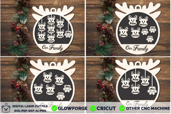 Christmas Family and Pet Ornaments SVG: Graphics for Crafts