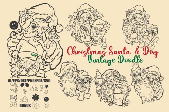 Christmas Santa Dog SVG Bundle: Graphics & Crafts