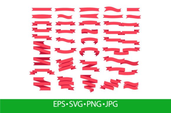 Flat Red Ribbons Banner, Retro Labels — Graphics & Icons