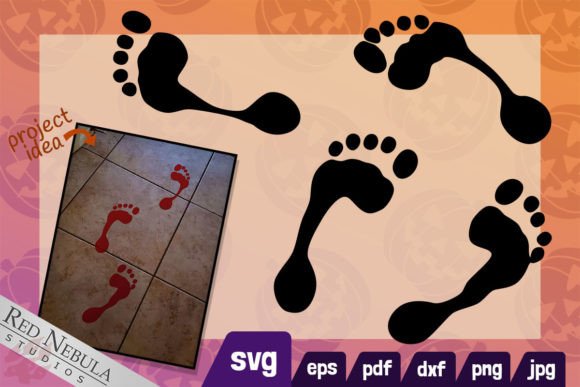 Halloween Footprints SVG Silhouettes: Graphics for Crafts & Content