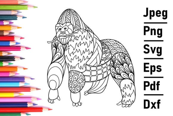 Mandala Monkey Gorilla Coloring Pages Amp Graphics