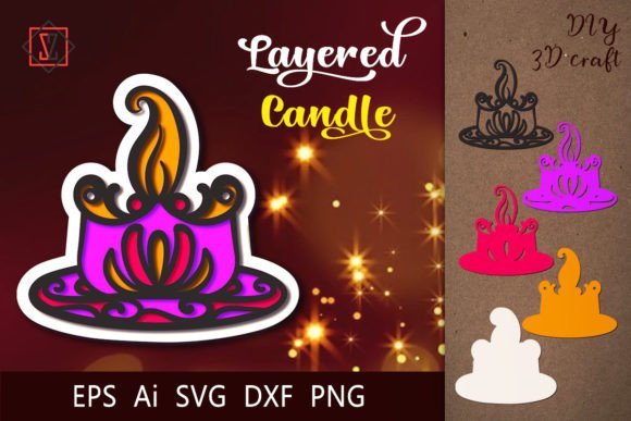 Multilayer Candle 3D Craft: Graphics for Crafts Sellers