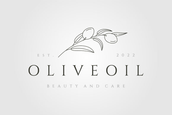 Olive Oil Leaf Line Art Logo Vector Graphics