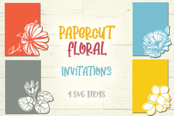Papercut Floral Invitations SVG Graphics for Crafts