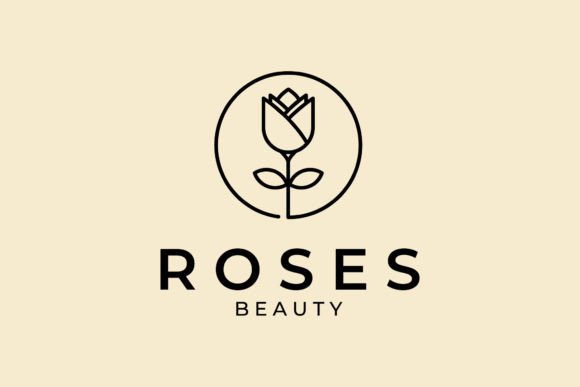 Rose Flower Badge Logo Vector for Beauty: Graphics & Logos