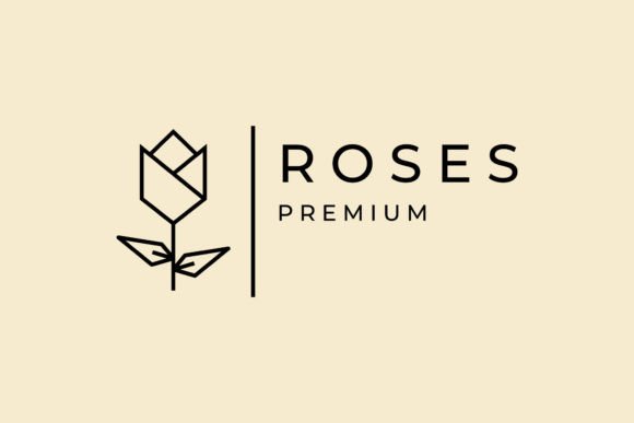 Roses Geometric Lines Art Up Logo Design Graphics