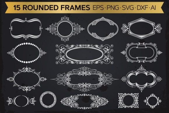 Rounded Frames, Borders, Backgrounds Set: Graphics & Decorative Elements
