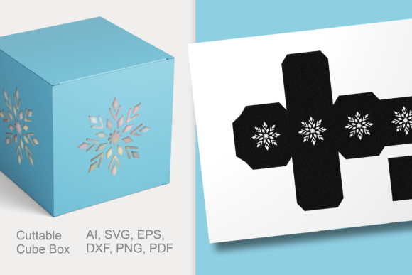 Snow Frost Cube Gift Box Template SVG: Graphics for Crafts