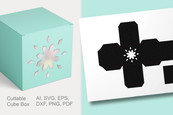 Snow Window Cube Favor Box Template: Graphics & Crafts
