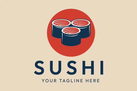 Sushi Food Japanese Vintage Logo Vector for Graphics & Logos