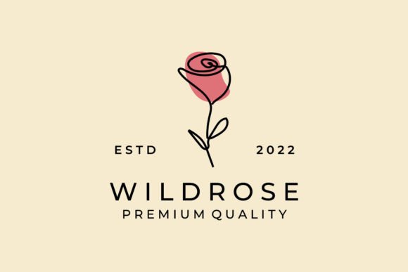 Wild Rose Flower Line Art Logo Vector: Graphics & Logos for Crafters