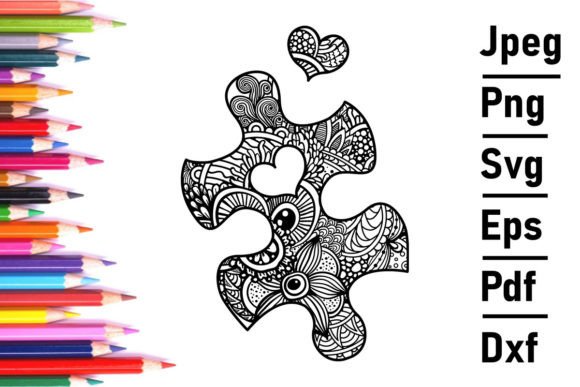 Zentangle Vector Puzzle Heart Valentine Graphics